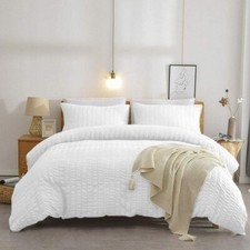 Duvet Cover Set White Non Iron Bedding Soft Quilt Set Double Super King