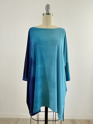 NWT Clara Sun Woo $109 Aqua Hombre 3/4 Sleeve Deco Button Tunic Size X-Small