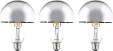 3Pack Half Chrome Globe Light Bulb, LED Edison, G40 2700K, 7W 75W , E26, 600LM