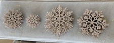 Lot 35 gold Glitter Snowflake Christmas Tree Ornaments Assorted 2" 3" 4"