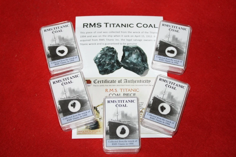 A Piece of History - RMS Titanic coal fragment w/ ID card collected 1994 display - Image 3 of 4