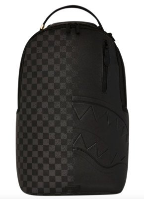 SPRAYGROUND NIGHTSHARKS WORLDWIDE / SPRAY SPRITZ GREY CHECK BLACK BACKPACK B6776