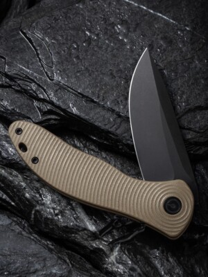 CIVC20075D2 CIVIVI Synergy 3 Black Nitro-V Blk Drop Point Blade G10 Tan Handles