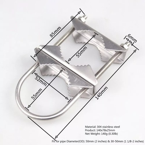 2 Sets of Mast Clamps 304 Steel Double Antenna Heavy Duty Mounting Bracket Kit - Picture 1 of 3
