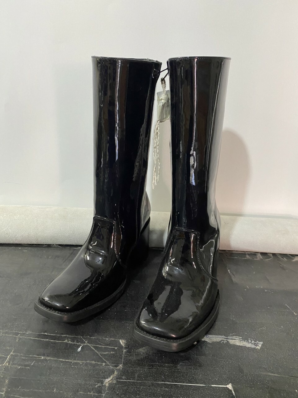 patent leather boots 12 inch shaft tall 