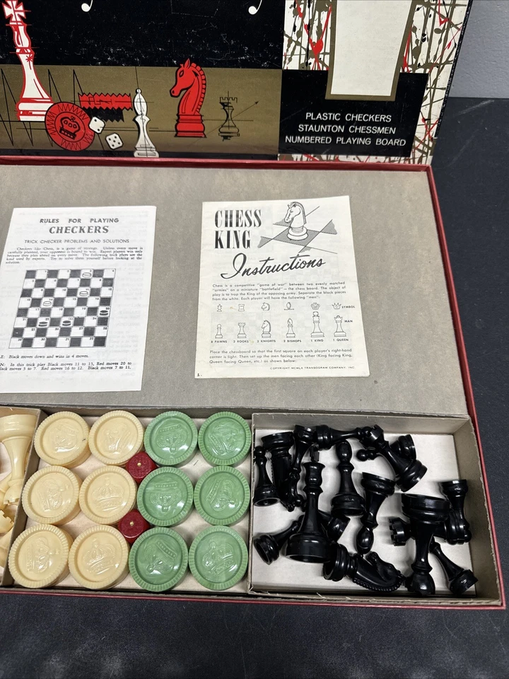 1963 TRANSOGRAM CHESS, CHECKERS, BACKGAMMON & ACEY-DEUCEY BOARD GAME 1212-198 - Image 3 of 4