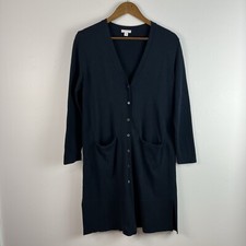 J. Jill V-neck Button Front Cardigan Duster Womens S Navy Blue Long Sleeve