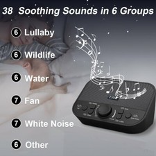 White Noise Maker Sound Machine Sleep Therapy Relax Rain Fan 38 Sounds Black US