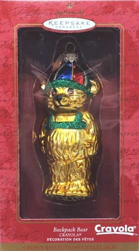 Hallmark Keepsake 2000 Backpack Bear Crayola Blown Glass - Crown Reflections 