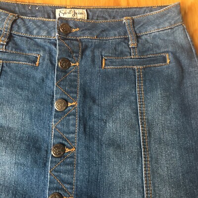 Earl Jean Button Front Medium Wash Denim Skirt | eBay