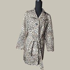 Chico's Leopard Print Belted Trench Coat Women's Size 0 Jacket Animal Print
