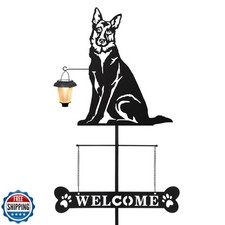 BAYN Solar German Shepherd Silhouette Dog Breed Welcome Sign with