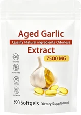 Odorless Garlic 7500mg Per Servings, 300 Softgels | 2 Years Aged Garlic Extra...