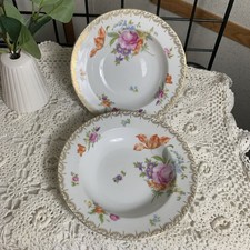Antique Rosenthal Meissen Continental Dresden Flower Rimmed Soup Bowls  396 