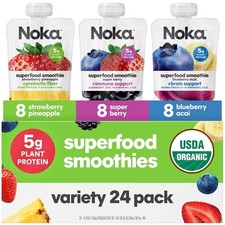 Organic Superfood Smoothies 24 On-the-Go Snack Pouches with No Added Sugar