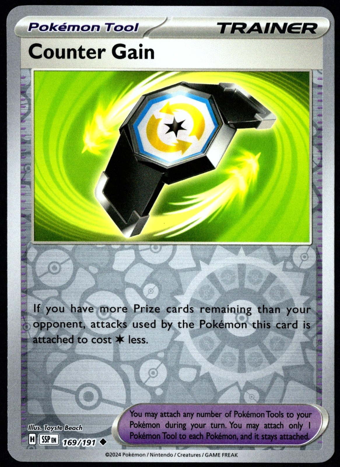 Pokemon TCG Counter Gain 169/191 2024 Surging Sparks Reverse Holo Uncommon - NM