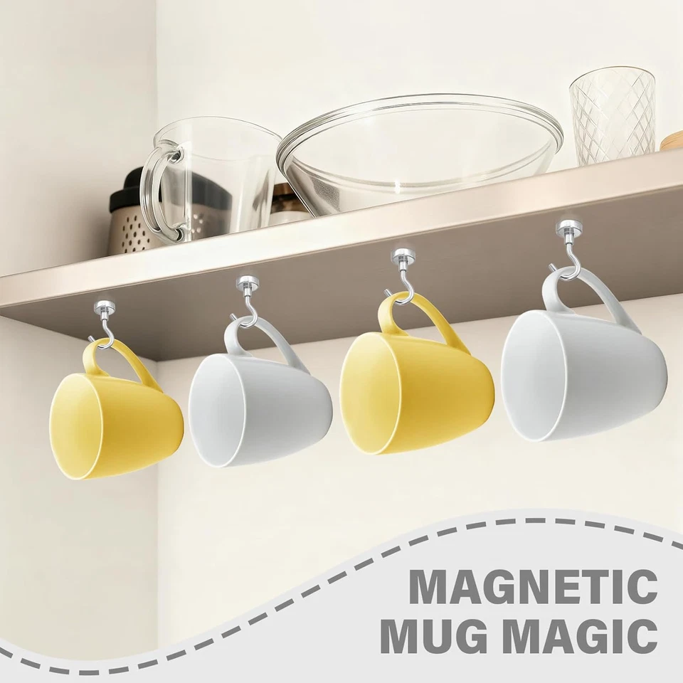 Paquete de 20 ganchos magnéticos de alta resistencia, ganchos magnéticos de neodimio fuertes de 25 libras para Hangi Foto 2 de 4