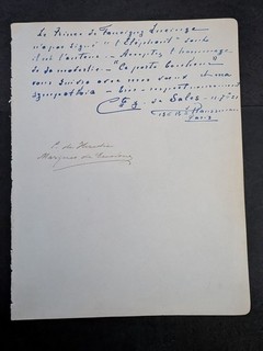 Comte Raoul De Roussy de Sales (d. 1942) Signed Page French Journalist