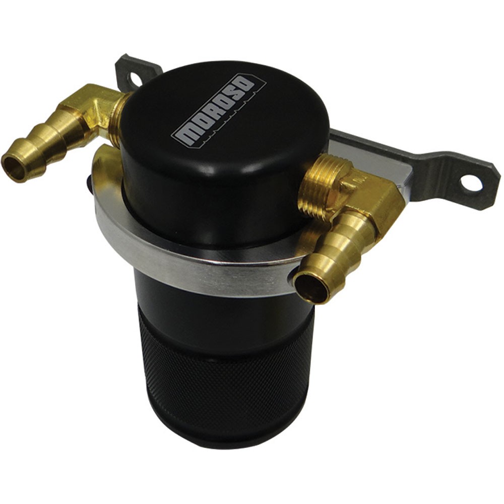 Moroso 85497; Oil Separator/Catch Can 2.125 x 4.5 in. Black Anodized Aluminum
