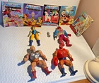 4-Vtg 80s Motu Masters of the Universe Original He-Man Action Figures w/5 comics