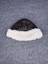 Vintage Shearling Hat Cap Fitted Mens Small Sherpa Lined Winter military