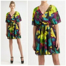 Alice + Olivia XS Kyra Abstract Print Dress silk abstract design