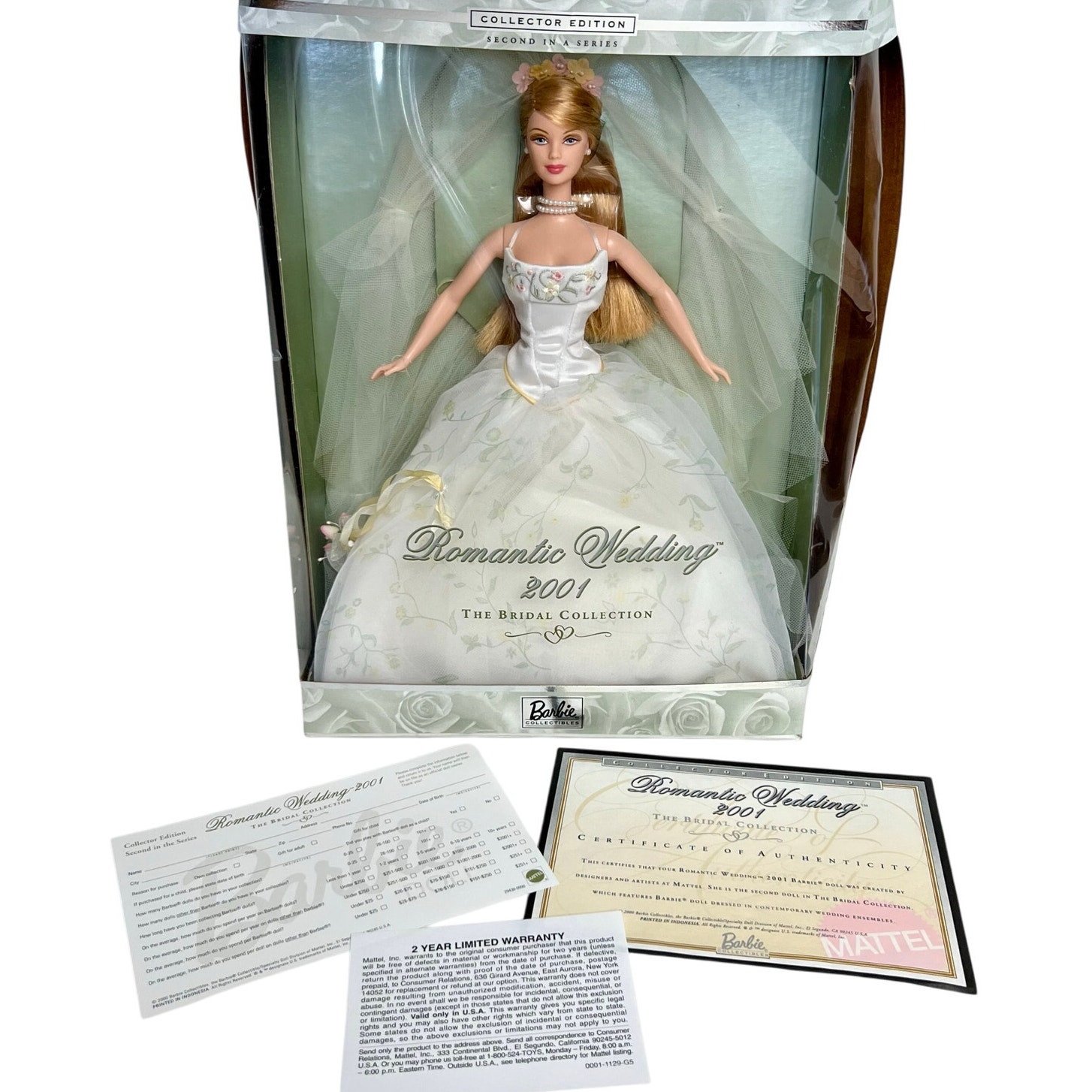 2001 Romantic Wedding Bride Barbie Doll Y2K Vintage Collector Edition in Box