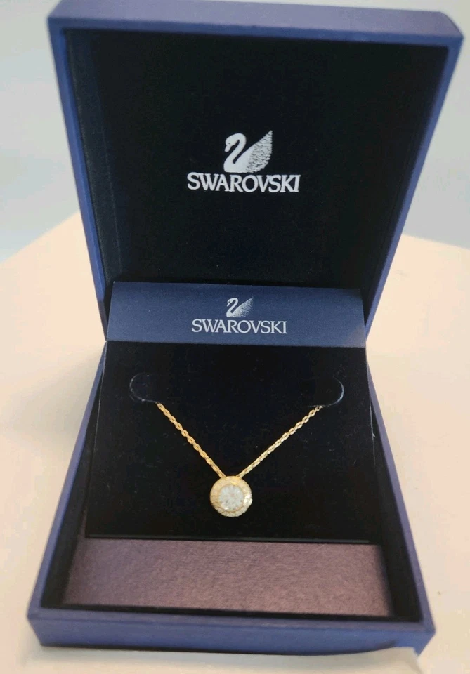 Swarovski Crystal Necklace Round Pendant Angelic Collection Gold Colour STUNNING - image 4 of 4