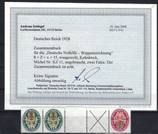 A) DR Zusammendruck KZ 11 *, KB Befund Schlegel BPP, ME 1.200&euro; (TT05756)
