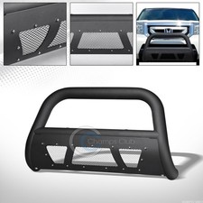 Fits 09-15 Honda Pilot Matte Blk Studded Mesh Bull Bar Brush Bumper Grille Guard