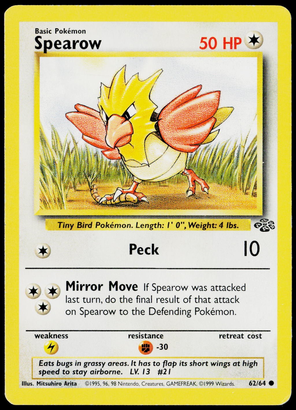 Spearow 62/64 Common Jungle Pokemon Unlimited Lightly Played