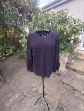 Image of Crew Neck Black Jumper With Flared Long Sleeves Size 12 M by M&S BNWT RRP £29