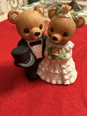 Cake Topper Homco Figurine - Teddy Bear - Bride And Groom - #1407