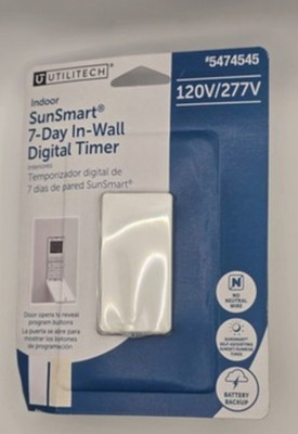 utilitech indoor sunsmart 7 day in wall digital timer. New Open Packaging.