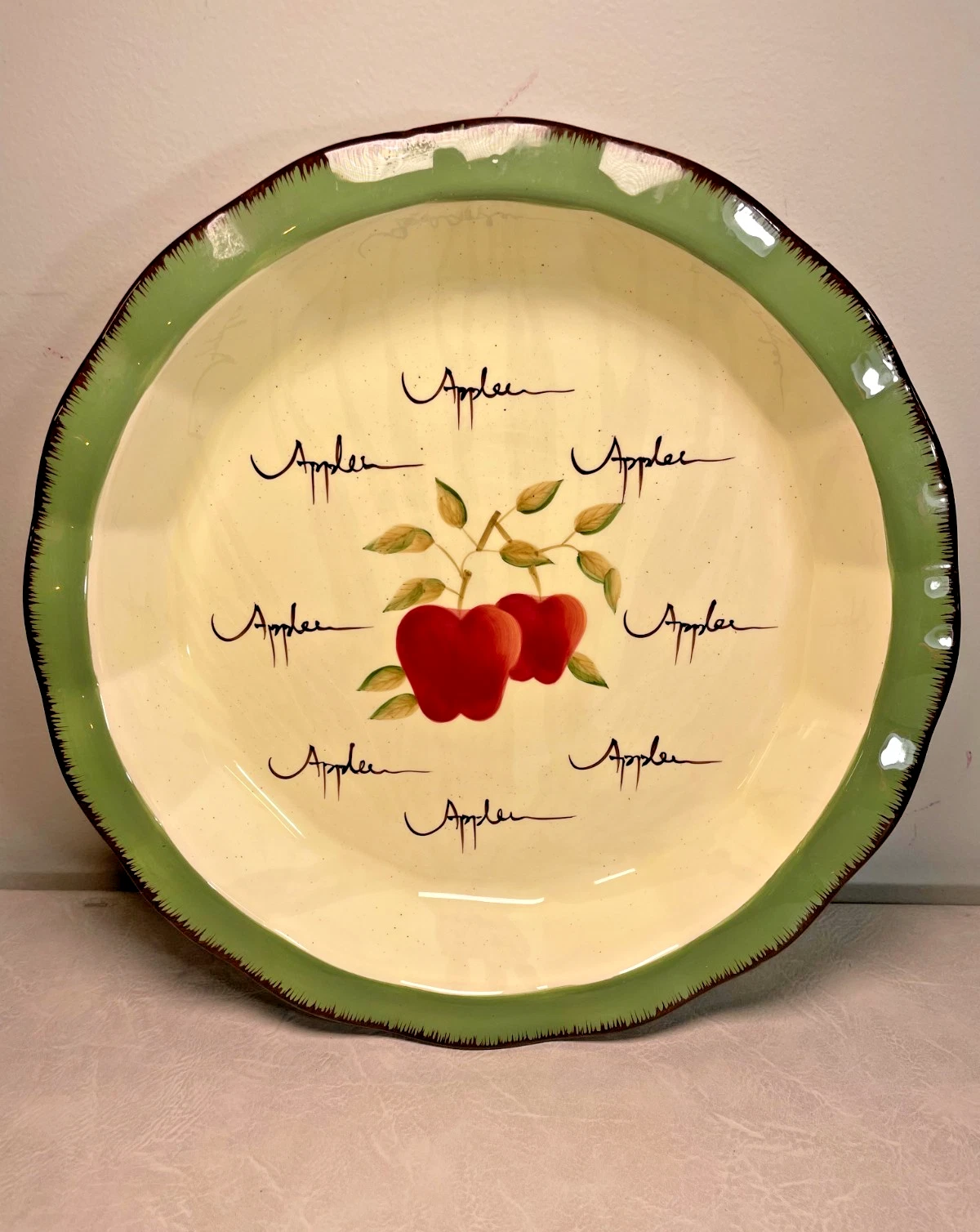 Home Interiors Apple Orchard Pie Dish Handpainted Apple Baking Dish Farmhouse