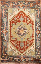Traditional Geometric Oriental Foyer Rug 2x3 Wool Hand-knotted Accent Carpet