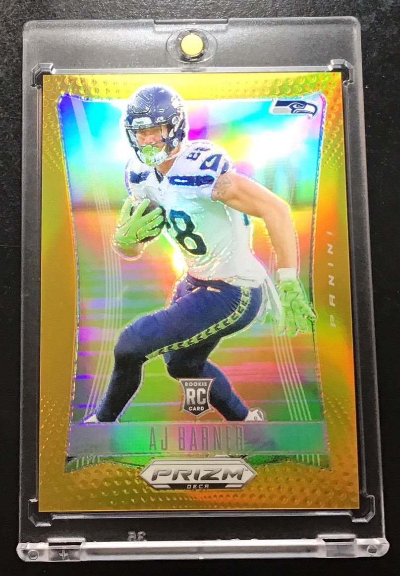 🔥2024 Panini Prizm Deca Football #269 AJ Barner True Gold 7/10 Seattle Seahawks