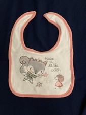 Mini B - one piece baby cloth bib  nature and text theme