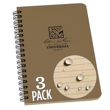 Weatherproof Side Spiral Notebook, 4.625" x 7" Cover 3 Pack Tan Universal