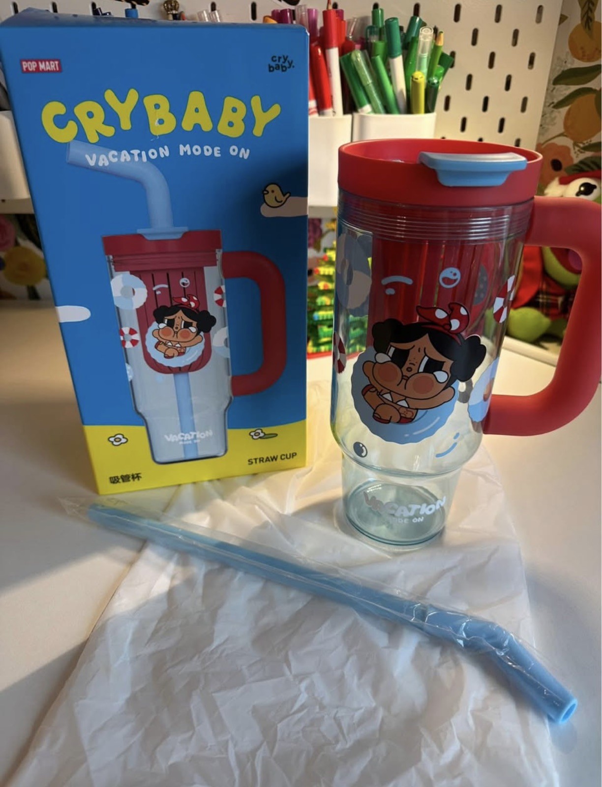 Pop Mart Crybaby Vacation Mode On Series - Straw Cup