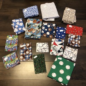 Baseball Fabric Scraps Over 14 Different Fabrics Cotton