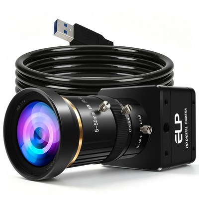 Global Shutter USB Camera, High Speed 5MP 60FPS Manual Zoom USB3.0 Webcam