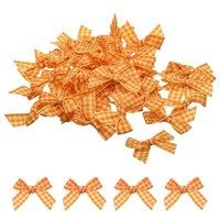 50X Mini-Gingham-Band-Schleifen, Kariertes Stoff-Satinband, Blumenschleifen #6