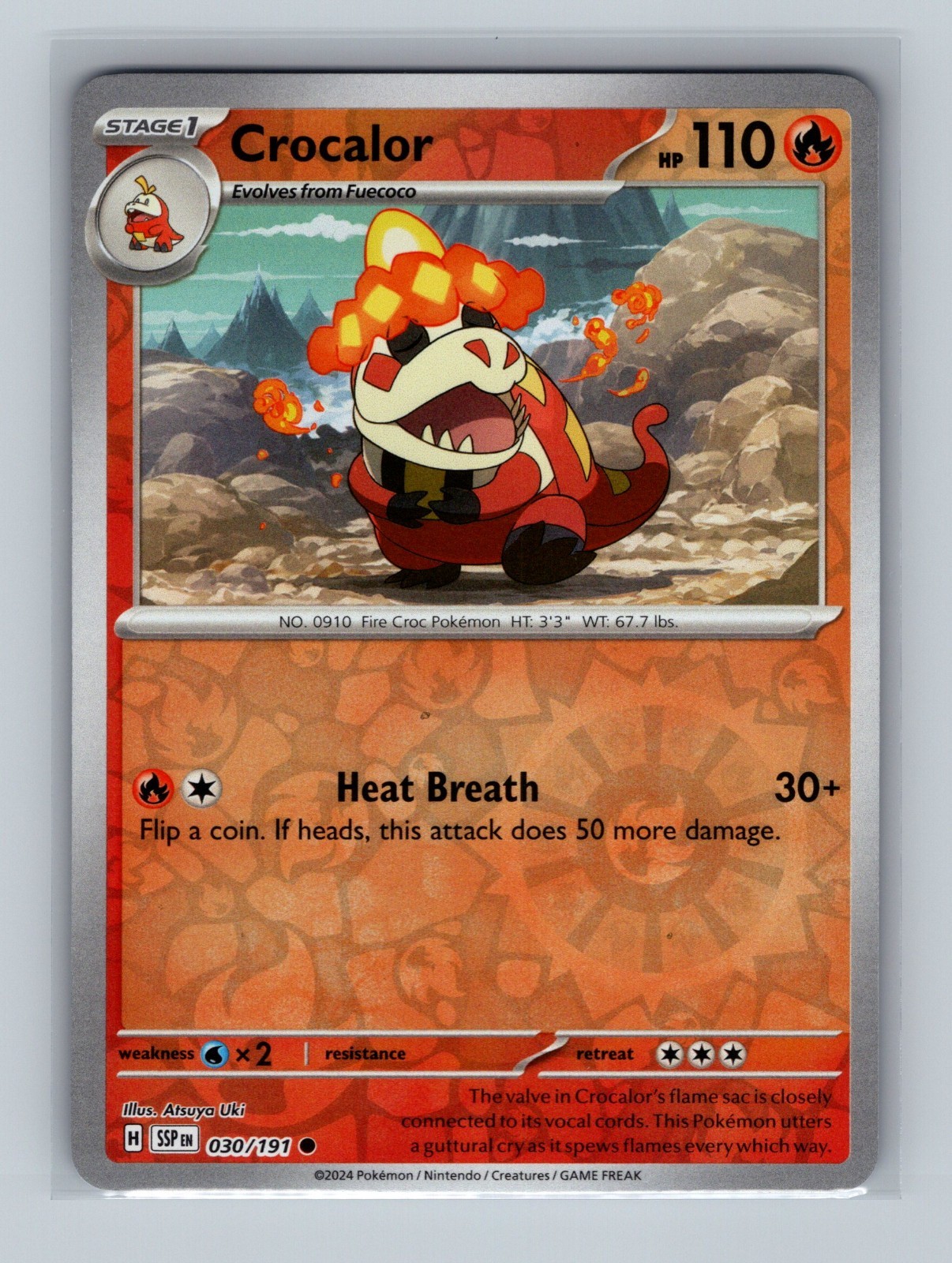 030/191 CROCALOR REVERSE HOLO SURGING SPARKS POKEMON CARD