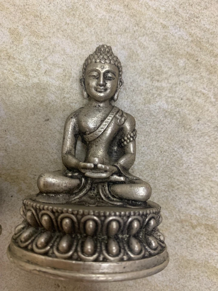 Чудесные тибетские серебряные статуэтки ручной работы *Будда* 2 шт.!!! - Изображение 4 из 4
