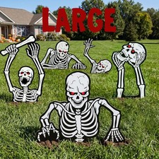5 Pcs Halloween Skeleton Yard Signs Decorations Outdoor, Spooky Skeleton Stakes