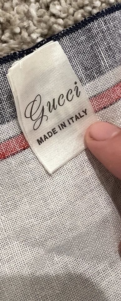 Vintage GUCCI Red White And Blue Napkin 14x14 Italy - Image 4 of 4