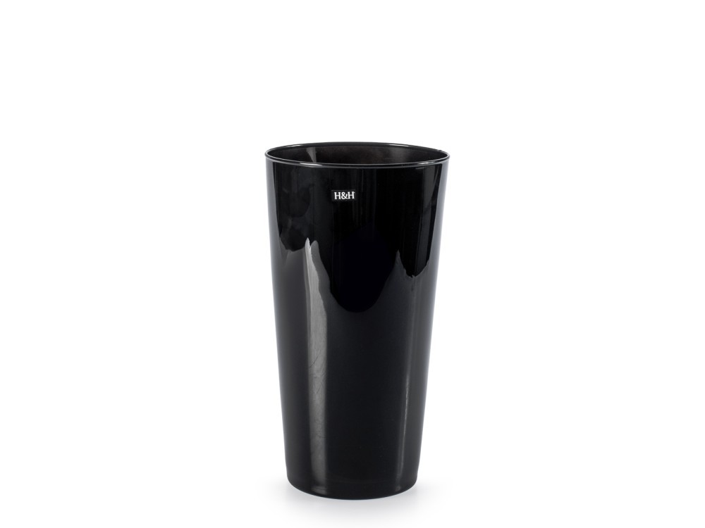 H&H Black Glass Conical Vase 26 Cm