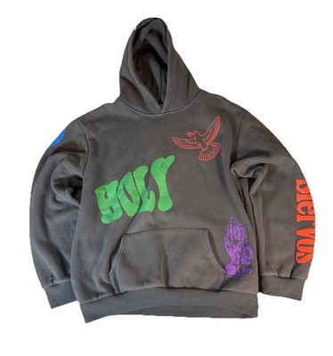 hbat Kanye West Holy GodLivesHere Hoodie Sweatshirt Gray Pullover Adult Large