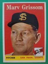 1958 Topps MARV GRISSOM #399 San Francisco Giants EX+ Centered w/Brilliant Color